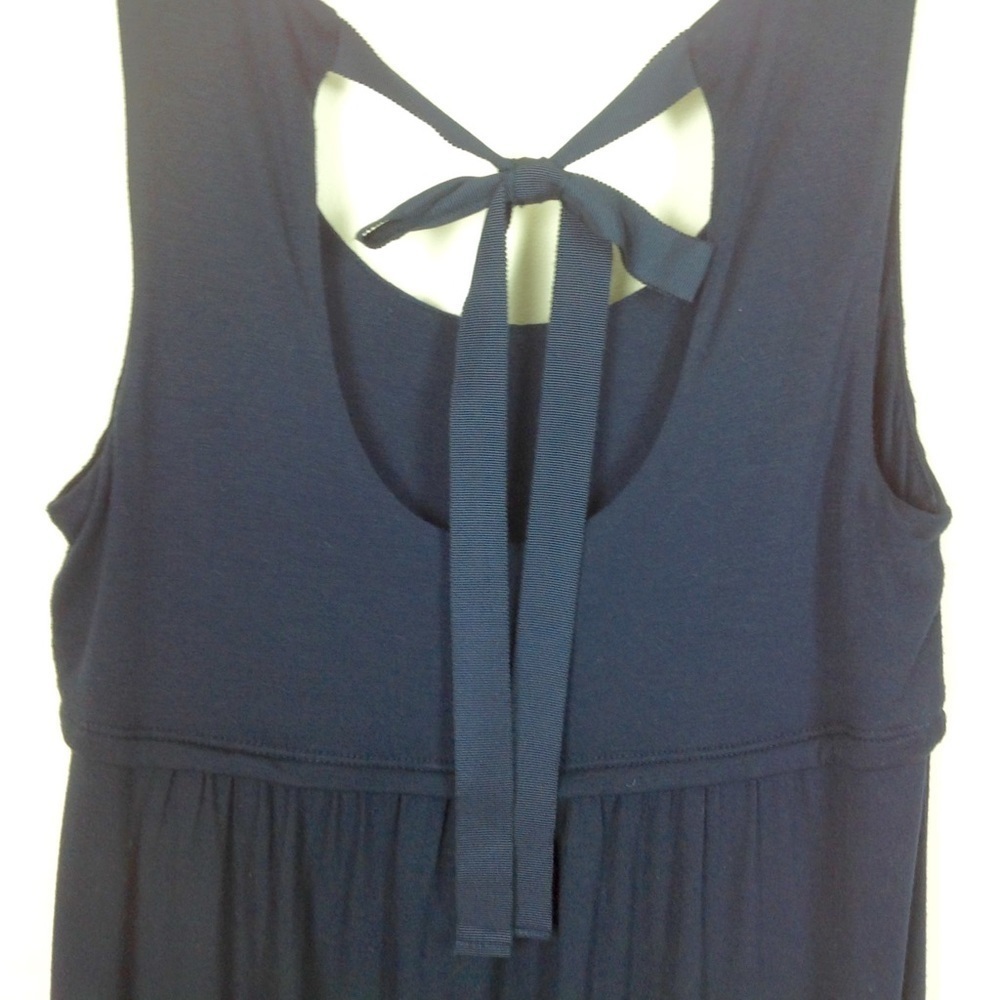 loft - Navy Blue Beaded Dress Back Ribbon Bow … - Picture 3 of 6